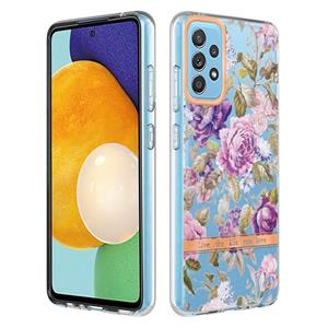 huismerk Voor Samsung Galaxy A52 5G / 4G Bloemen en planten Serie IMD TPU Telefoonhoes (Purple Peony)