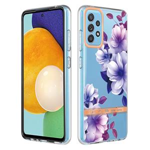 huismerk Voor Samsung Galaxy A52 5G / 4G Bloemen en planten Serie IMD TPU Telefoonhoes (Paars Begonia)