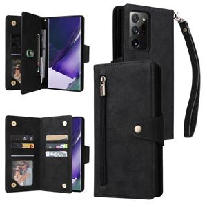 huismerk Voor Samsung Galaxy Note20 Ultra Rivet Buckle 9 Cards Three Lederen telefoonhoesje