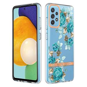 huismerk Voor Samsung Galaxy A52 5G / 4G Bloemen en planten Serie IMD TPU Telefoonhoes (Blue Rose)