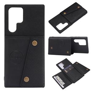 huismerk Voor Samsung Galaxy S22 Ultra 5G Double Buckle PU + TPU Magnetische telefoonhoes