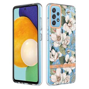 huismerk Voor Samsung Galaxy A52 5G / 4G Bloemen en planten Serie IMD TPU Telefoonhoes (Green Gardenia)