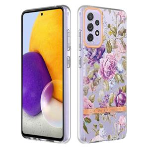 huismerk Voor Samsung Galaxy A72 5G / 4G Bloemen en planten Serie IMD TPU Telefoonhoes (Purple Peony)