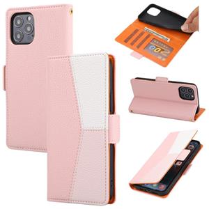 huismerk Litchi Texture Color Matching Horizontale Flip Leren Case met Kaart Slots & Houder & Portemonnee & Fotolijst voor iPhone 13 Mini (Pink)