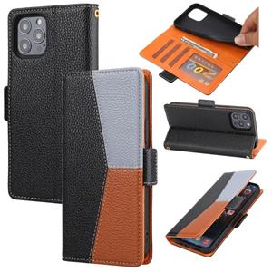 huismerk Litchi Texture Color Matching Horizontale Flip Lederen Case met Kaart Slots & Houder & Portemonnee & Photo Frame voor iPhone 13 Mini