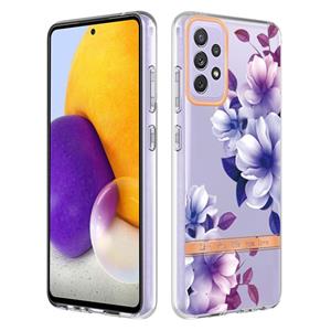 huismerk Voor Samsung Galaxy A72 5G / 4G Bloemen en planten Serie IMD TPU Telefoonhoes (Paars Begonia)