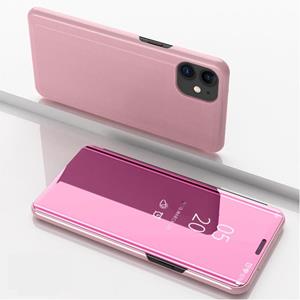 huismerk Voor iPhone 12 mini Vergulde spiegel horizontale flip lederen hoes met houder (Rose Gold)