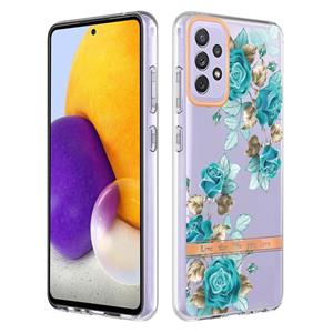 huismerk Voor Samsung Galaxy A72 5G / 4G Bloemen en planten Serie IMD TPU Telefoonhoes (Blue Rose)