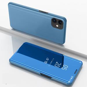 huismerk Voor iPhone 12 mini Vergulde spiegel horizontale flip lederen hoes met houder (blauw)