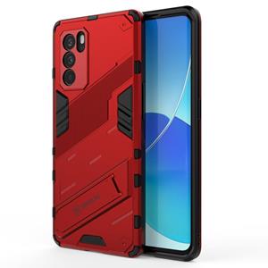 huismerk For OPPO Reno6 Pro 5G Punk Armor 2 in 1 PC + TPU Shockproof Case with Invisible Holder(Red)