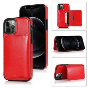 huismerk Schokbestendige PU + TPU-beschermhoes met kaartslots & houder voor iPhone 13 Pro Max