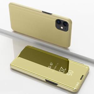 huismerk Voor iPhone 12 mini Vergulde spiegel horizontale flip lederen hoes met houder (Goud)