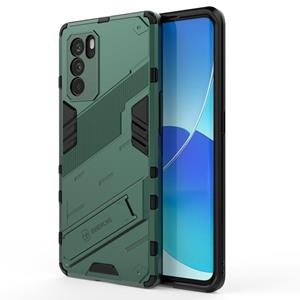 huismerk For OPPO Reno6 Pro 5G Punk Armor 2 in 1 PC + TPU Shockproof Case with Invisible Holder(Green)