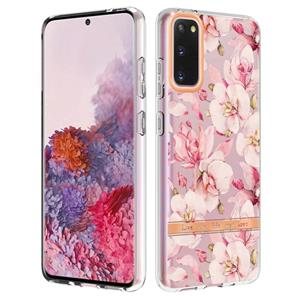 huismerk Voor Samsung Galaxy S20 Bloemen en planten Serie IMD TPU Telefoonhoes (Pink Gardenia)