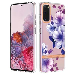 huismerk Voor Samsung Galaxy S20 Bloemen en planten Serie IMD TPU Telefoonhoes (Paars Begonia)