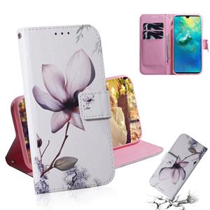 Huismerk Magnolia bloem patroon gekleurde tekening horizontale Flip lederen case voor Huawei mate 20 met houder & card slots & portemonnee
