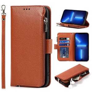 huismerk Microfiber rits horizontale flip lederen tas met houder & kaart slots & portefeuille voor iPhone 13 mini