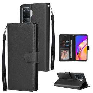 huismerk Voor Oppo A94 4G multifunctionele horizontale flip lederen tas met drie kaartsleuf & houder & fotolijst & lanyard