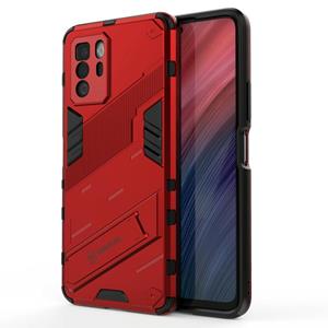 huismerk For Xiaomi Redmi Note 10 Pro 5G Punk Armor 2 in 1 PC + TPU Shockproof Case with Invisible Holder(Red)