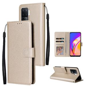 huismerk For OPPO A94 4G Multifunctional Horizontal Flip Leather Case with Three Card Slot & Holder & Double Zip Wallett & Photo Frame & Lanyard(Tyrant Gold)