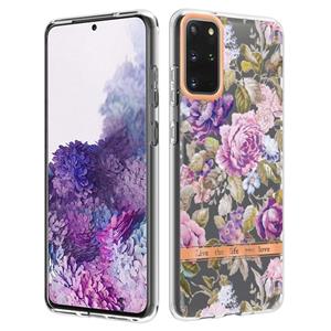 huismerk Voor Samsung Galaxy S20 + bloemen en planten-serie IMD TPU-telefoonhoes (paarse pioen)