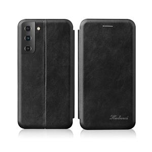 huismerk For Samsung Galaxy S22 5G Retro Texture Magnetic Card Holder Leather Case(Black)