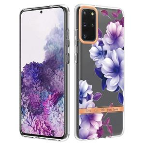 huismerk Voor Samsung Galaxy S20 + bloemen en planten Serie IMD TPU-telefooncase (paarse begonia)