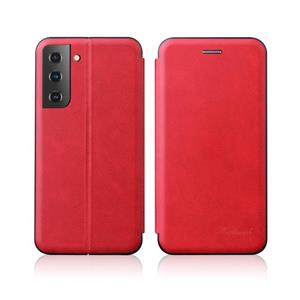 huismerk For Samsung Galaxy S22 5G Retro Texture Magnetic Card Holder Leather Case(Red)