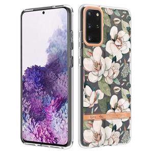 huismerk Voor Samsung Galaxy S20 + bloemen en planten Serie IMD TPU Telefoonhoes (Green Gardenia)