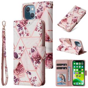 huismerk Marble Bronzing Stitching Horizontale Flip PU Lederen Case met Houder & Card Slots & Portemonnee & Fotolijst voor iPhone 13 Mini (Rose Gold)