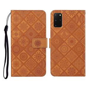 huismerk Voor Samsung Galaxy S20+ Ethnic Style Embossed Pattern Horizontal Flip Leather Case met Holder & Card Slots & Wallet & Lanyard(Brown)