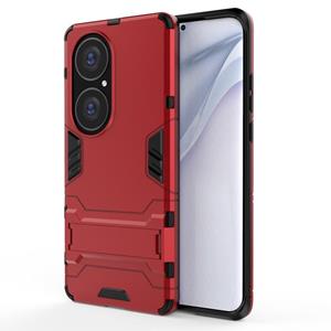 Huismerk Voor Huawei P50 Pro PC + TPU schokbestendige beschermhoes met houder (rood)