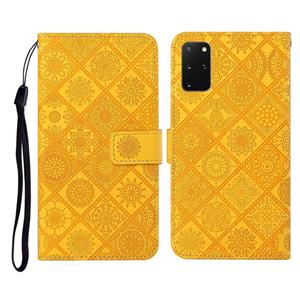 huismerk Voor Samsung Galaxy S20+ Ethnic Style Embossed Pattern Horizontal Flip Leather Case met Holder & Card Slots & Wallet & Lanyard(Geel)