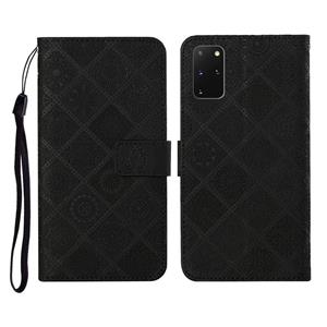 huismerk Voor Samsung Galaxy S20 + etnische stijl reliëf patroon horizontale flip lederen hoesje met houder & kaart slots & portemonnee & lanyard (zwart)