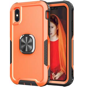 huismerk 3 in 1 PC + TPU Phone Case with Ring Holder For iPhone XS Max(Orange)