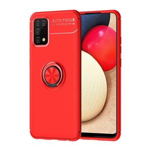 huismerk For Samsung Galaxy A02s US Version Metal Ring Holder 360 Degree Rotating TPU Case(Red+Red)