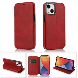 huismerk Sterke magnetische sluiting PU + TPU lederen tas met kaartslots & houder voor iPhone 13 mini