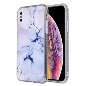 huismerk Gekleurd glazuur marmer TPU + PC beschermhoes voor iPhone X / XS(Wit)