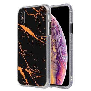 huismerk Gekleurd glazuur marmer TPU + PC beschermhoes voor iPhone X / XS(Zwart)