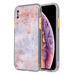 huismerk Gekleurd glazuur marmer TPU + PC beschermhoes voor iPhone X / XS(Oranje)