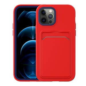 huismerk Two-color TPU + PC Protective Case with Card Slot For iPhone 12 mini(Red+Blue Frame)