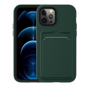 huismerk Two-color TPU + PC Protective Case with Card Slot For iPhone 12 mini(Green+Black Frame)