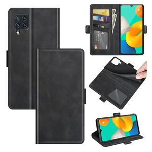 huismerk Voor Samsung Galaxy M32 Dual-Side Magnetic Buckle Horizontale Flip Lederen Case met Houder & Card Slots & Portemonnee (Zwart)