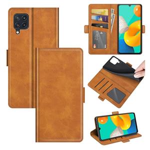 huismerk Voor Samsung Galaxy M32 Dual-Side Magnetic Buckle Horizontale Flip Lederen Case met Houder & Card Slots & Portemonnee (Geel)