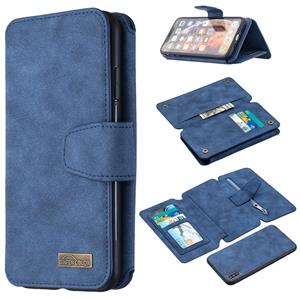 huismerk Afneembare Frosted Magnetic Horizontal Flip Leather Case met Kaartslots & Houder & Rits portemonnee & fotolijst voor iPhone XS Max(Blauw)