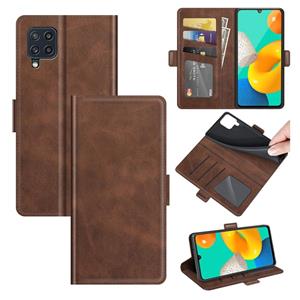 huismerk Voor Samsung Galaxy M32 Dual-Side Magnetic Buckle Horizontal Flip Lederen Case met Houder & Card Slots & Portemonnee (Bruin)