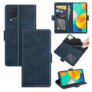 huismerk Voor Samsung Galaxy M32 Dual-Side Magnetic Buckle Horizontale Flip Lederen Case met Houder & Card Slots & Portemonnee (Donkerblauw)