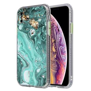 huismerk Gekleurde Glaze Marble TPU + PC Beschermhoes voor iPhone XR (Groen)