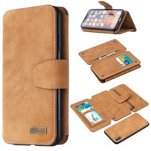 huismerk Afneembare Frosted Magnetic Horizontal Flip Leather Case met Kaartslots & Houder & Rits portemonnee & fotolijst voor iPhone XS Max(Bruin)