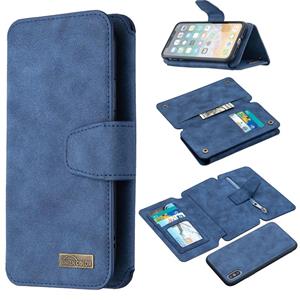 huismerk Afneembare Frosted Magnetic Horizontal Flip Leather Case met Kaartslots & Houder & Rits Portemonnee & Fotolijst Voor iPhone XS / X(Blauw)